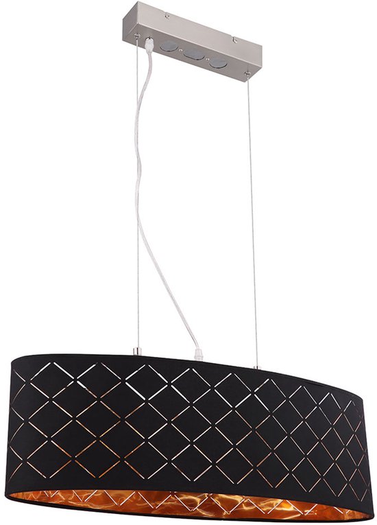 Globo - hanglamp - Gunther - zwart - metaal - grote eettafellamp - LED_E27 - 15229H2LMDS