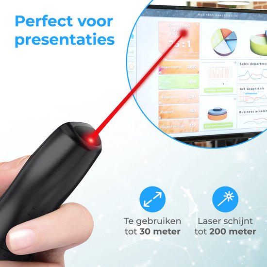 Nuvance Presentatie Klikker - Laser - Aanwijzer - Presenter - USB Ontvanger - Incl. USB C Adapter - Clicker