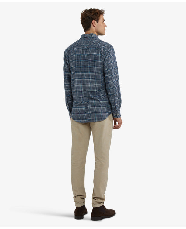 McGregor Flannel Twill Check Shirt Heren – 100% Katoen Flanel – Navy – Maat L