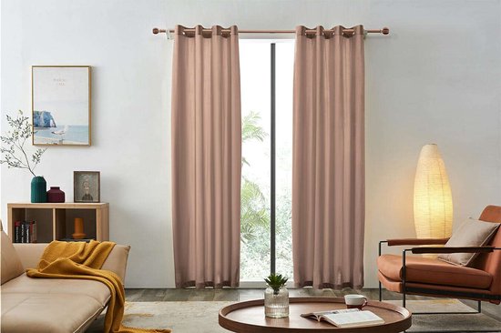 Larson - Velvet Gordijnen - 1,4 m x 2,5 m - Ringen - Roze