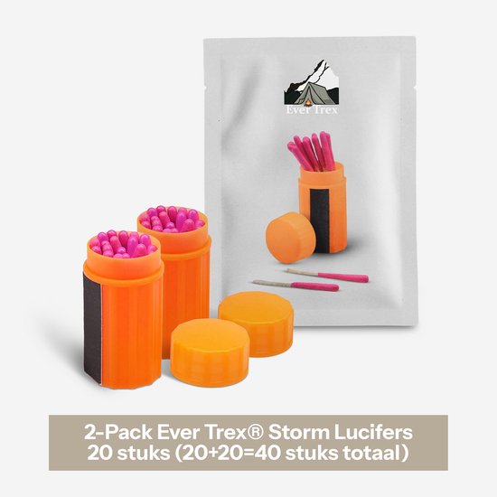 Ever Trex Stormlucifers - 2-Pack 40stuks - Waterproof Nood - Noodpakket Voor Thuis - Kamperen - Survival - Firestarter - Waterdichte Lucifers