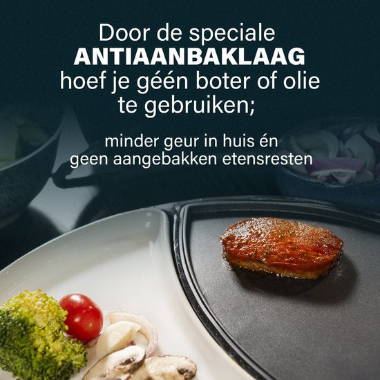 Princess Dinner4All 103082 - Gourmetstel - Grill & Bakplaat - 2 personen - Vaatwasserbestendig - PFAS vrij