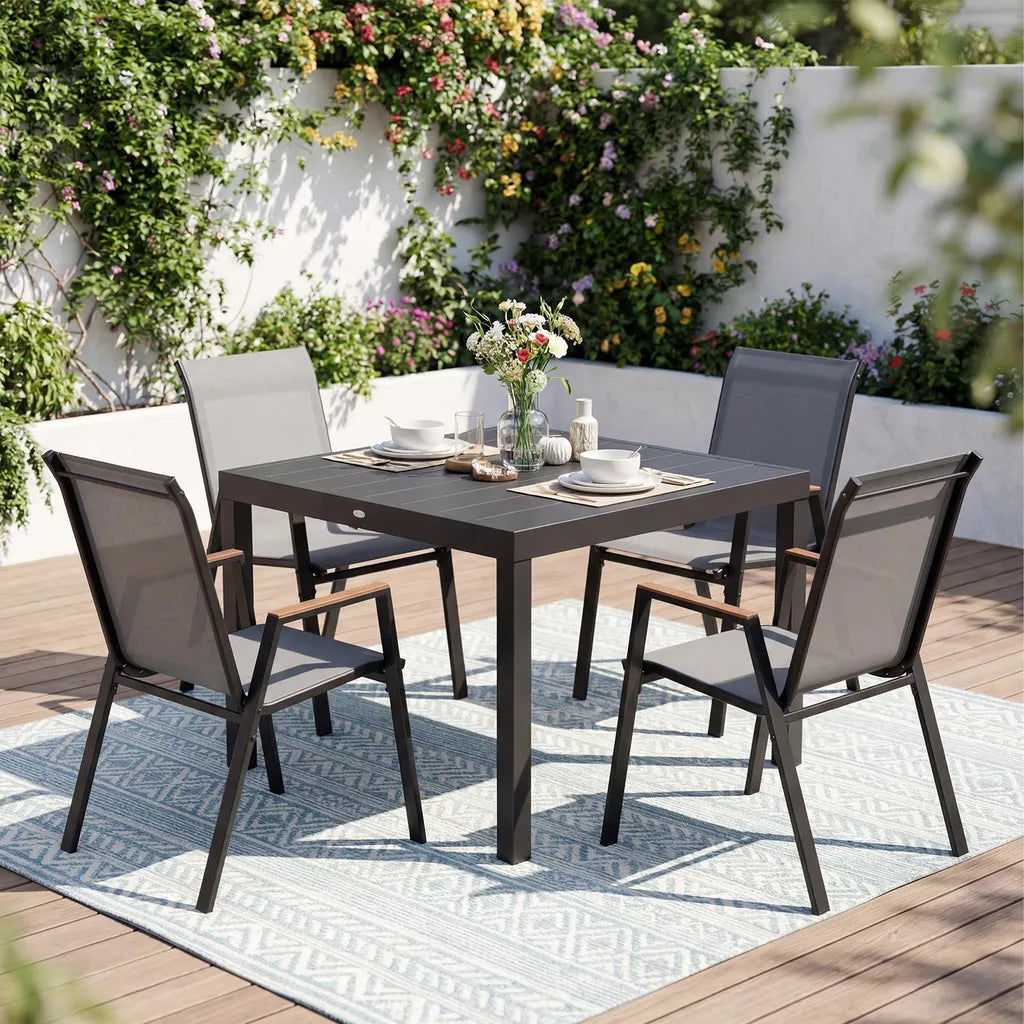 Coast Tuinstoelen - Stapelbaar - Armleuningen - Ademend - 56 x 66 x 88 cm - Grijs
