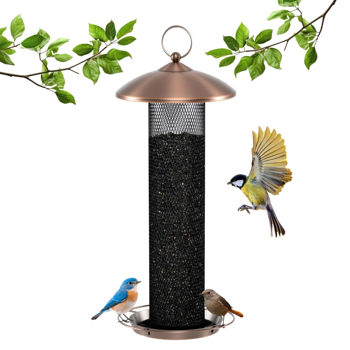 Coast Vogelvoederbak Drielaags Metalen Voederzuil - 37 cm - Zwart