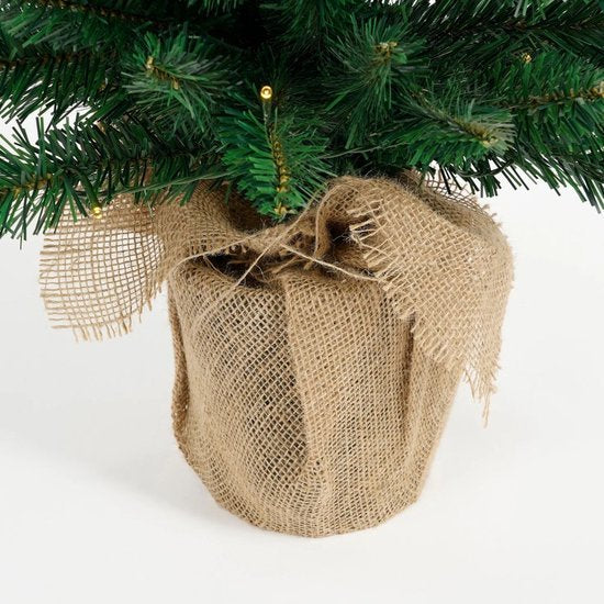Black Box Trees Gerlos Kunstkerstboom met Verlichting - Kunstboom H90 x D41 cm - Kunst Kerstboom in Jute Zak - Kerstdecoratie voor Binnen - 108 Tips - Groen