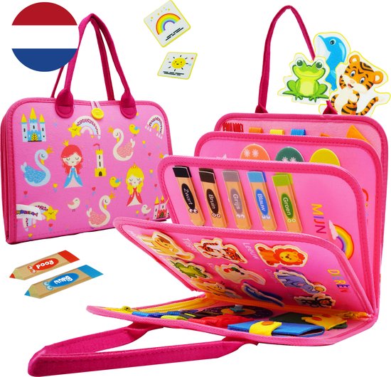 Qualita Montessori Busy Board - Sensorisch Speelgoed - Roze