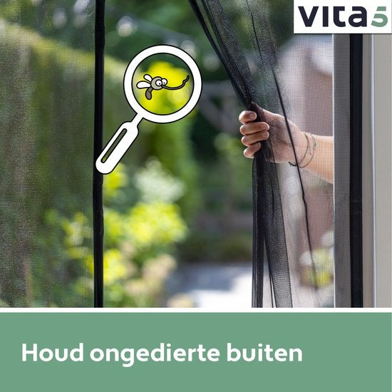 Vita5 Magnetisch Vliegengordijn 90x210 cm - Magnetisch Horgordijn Zwart - Deurgordijn Plastic voor Vliegen - Hordeur