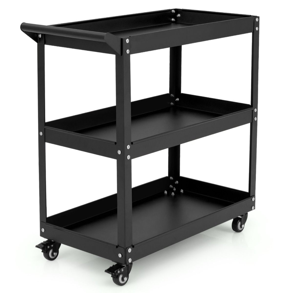 Coast Gereedschapswagen - 3-laags - metalen frame - zwart