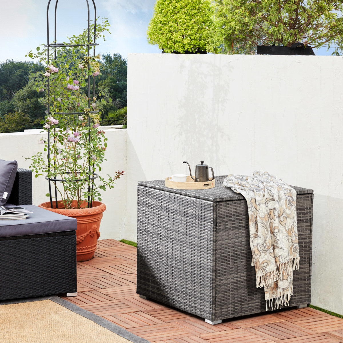 Casaria Kussenbox - Tuinkist - Kussenopslagbox - Grijs - 75x75x70cm
