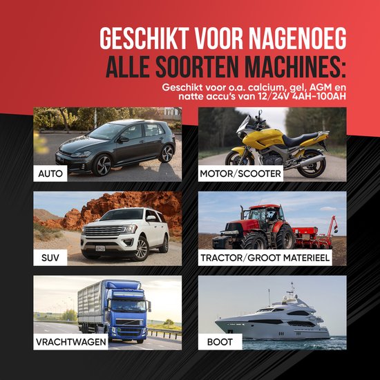 Strex Acculader - 12/24V 4/6/8A - Reparatiemodus - Voor Auto / Motor / Scooter / Boot / Camper