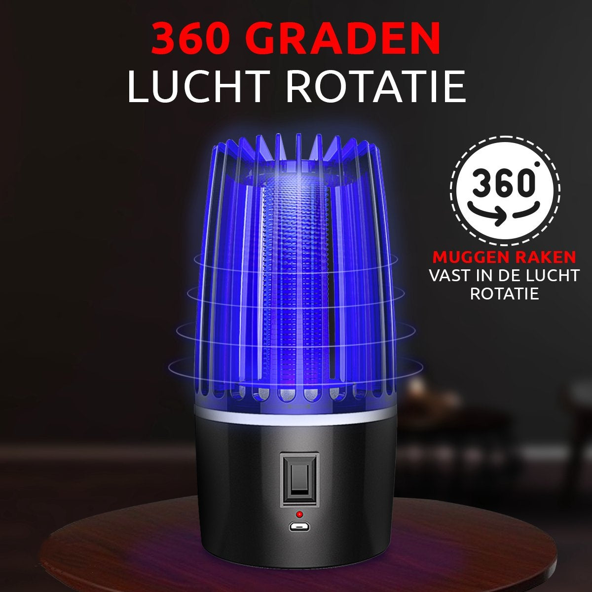 Professionele AyeSense 2 in 1 Muggenlamp - Draadloos & Oplaadbaar - 4000mAh ingebouwde Batterij - Muggenvanger – Insectenlamp– Muggenlamp UV