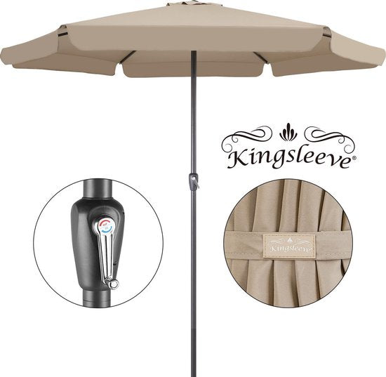 Kingsleeve Parasol - met Draaimechanisme - Taupe Ø 330cm