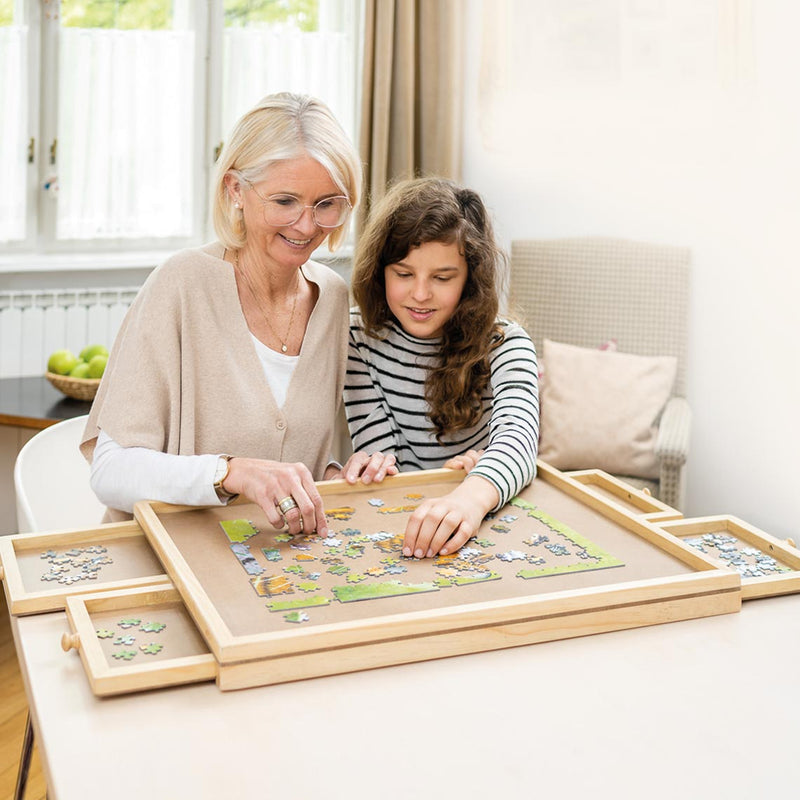 Houten Puzzeltafel - 500 Stukjes - 4 Uitschuifbare Lades - 65 x 49 x 4,5 cm