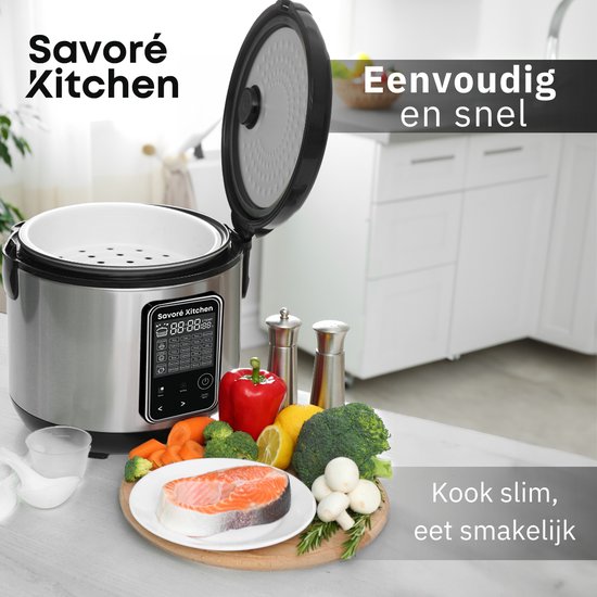 Savoré Kitchen MultiTaste Multicooker 5L met 24 kookfuncties - Multicookers - Rijstkoker - Stoomkoker - Touch Bediening
