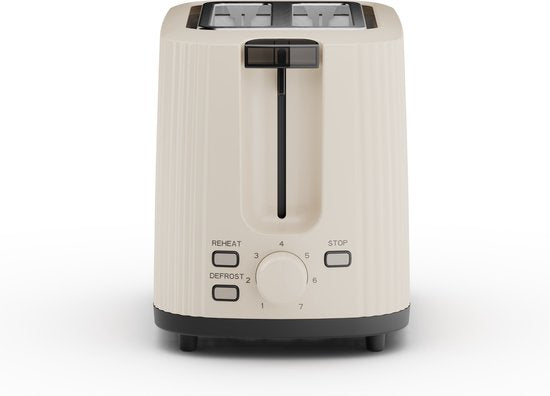 Princess Broodrooster Wave 142337 - Beige - Retro - Compact - 7 Instelbare standen - 930 Watt