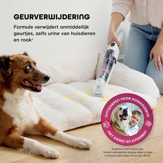 Shark StainForce Draadloze Handzame Vlekkenverwijderaar met draagcaddy, spleetopzetstuk en krachtige spray voor vloerbedekking, vloerkleden, bekleding van meubels en autobekleding - HX100EUT