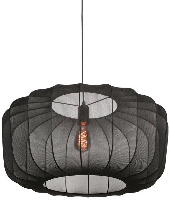 Anne Lighting - hanglamp - Sable - zwart - linnen metaal - Ø 60cm - E27 - 4193ZW