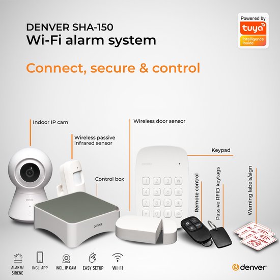 Denver SHA-150 - Smart Home beveiliging - Smart Home Alarm Systeem - TUYA - Wit