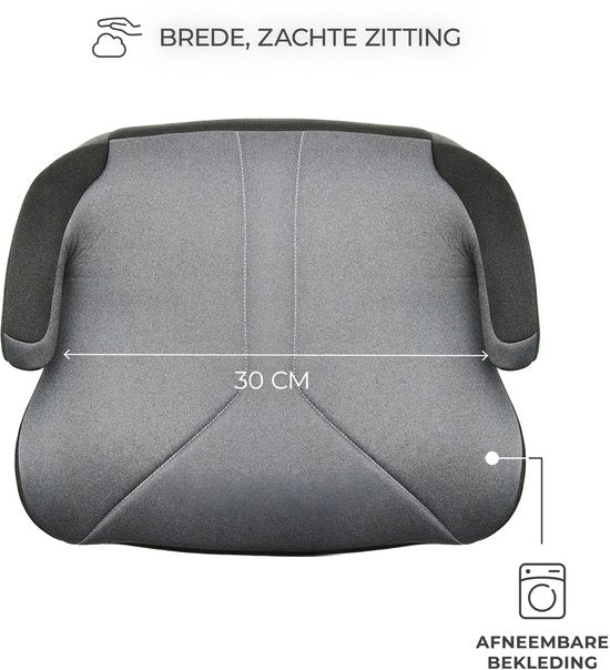 Kinderkraft I-BOOST 2 i-Size - Zitverhoger - Autostoel Booster - 125-150 cm 22-36 kg – 6-12 Jaar – R129 Goedgekeurd – Grijs