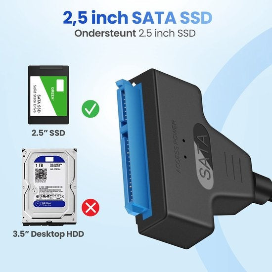 Garpex® USB 3.0 naar SATA Adapter - Datakabel voor harde schijven - SATA 7+15 22 Pin Kabel