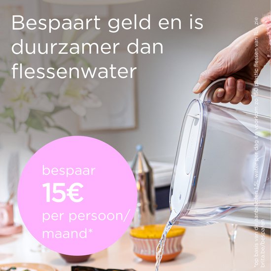 BRITA Waterfilterkan Style Essential Cool - 2,4L - Wit - incl. 4x MAXTRA PRO Kalk Expert Waterfilterpatronen - past in de koelkast, met Smart LED Light & klapdeksel