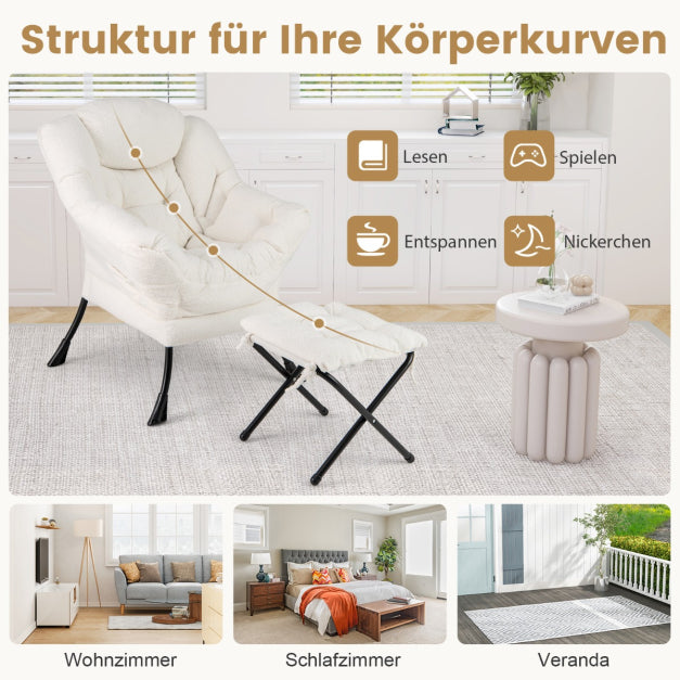 Coast Fauteuil - PP-Katoen - Max 150KG - Incl. Voetsteun - 80 x 74 x 97 cm - Wit