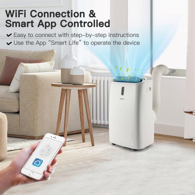 Coast Mobiele Airconditioner 16.000 BTU - 5-in-1 - 4700W - 44,5 x 39 x 77 cm - Verwarmt en Koelt tot 45㎡ - Wit