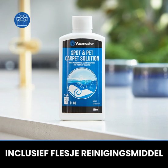 Vacmaster Easyclean Thermo - Verwarmde Tapijtreiniger - Vlekkenreiniger Verwarmbaar tot 50 °C - Reinigingsmachine met Verwarmingsfunctie - Meubelreiniger 1200W - Zetelreiniger met Schoonmaakmiddel