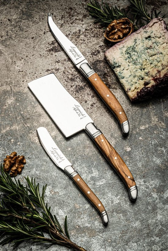 Laguiole Style de Vie Kaasmessenset Luxury Line - 3-delig - Olijfhout