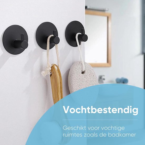 Trendfield Haakjes Zelfklevend - Handdoekhaakjes - 4 Ronde Zelfklevende Haken - Ophanghaken - Wandhaak - Plakhaakjes Handdoek - Handdoekhouder - Ophanghaakjes - Zwart