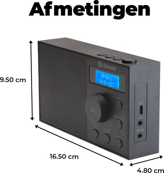 Denver DAB Radio - DAB+/ FM Radio - 40 voorkeuzezenders - Wekkerradio - DAB51B