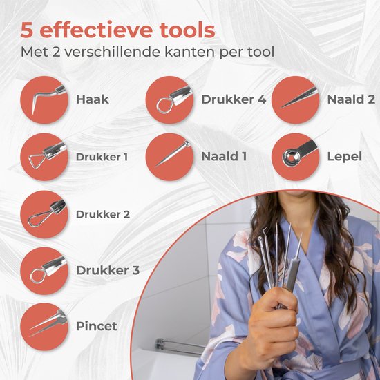 Nuvance - Mee Eters Verwijderen - Blackhead remover - Set van 5 - Mee Eter Verwijderaar - Comedonenlepel - Zilver
