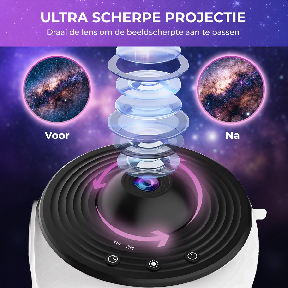 MostEssential Premium 12-in-1 Projectorlamp - 360° - 3000 lm - Zwart + Wit