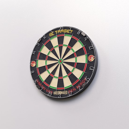 Target Darts Dartbord Set - Competitie Standaard Dartbord met 6 Messing Dartpijlen 17g - Afrikaans Sisal - Ultradun Draadsysteem - Werplijn en Muurbevestiging Inclusief