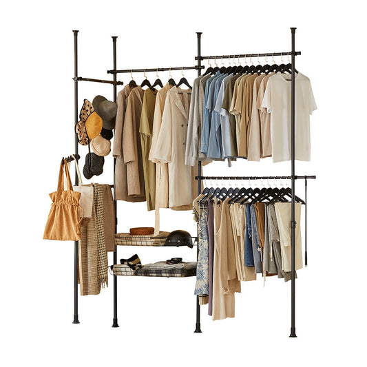 SoBuy Kledingrek - 4 Rekken - Verstelbaar - 305 x 5 x 270 cm - Zwart