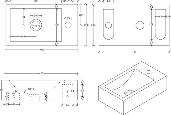 DIFFERNZ CHEOPS FONTEINSET 40X23X1CM GRIJS