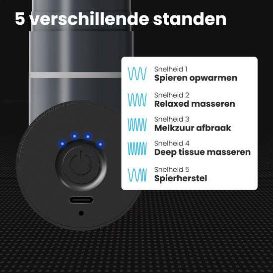 Auronic Massage Gun - Massage Apparaat - Professioneel - 4 Opzetstukken en Koffer - Massage Pistool - Hele Lichaam - Grijs