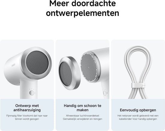Xiaomi High-Speed Ionic Hair Dryer | Sneldrogende föhn | 110.000 tpm | NTC-hittebescherming | Minder pluizig haar | 400 g