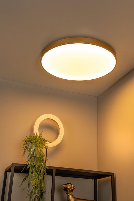 Lucide UNAR - Plafonnière (Plafondlamp) - Ø 60 cm - LED 3 StepDim - 1x60W 2700K - Mat Goud / Messing