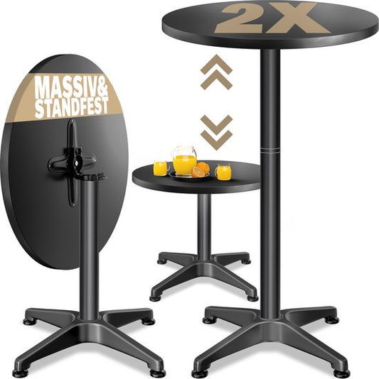 CASARIA Statafels - Set van 2 Inklapbaar Verstelbaar 70cm 115cm - Zwart