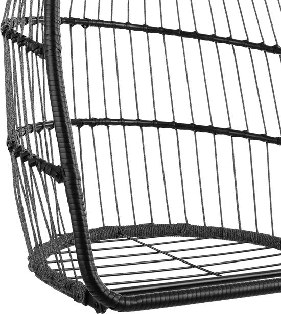 tectake® - Luxe hangstoel - opvouwbare en draaibare egg chair met standaard - dikke kussens - antislipvoeten - inclusief beschermhoes. Ideaal voor tuin, terras, slaapkamer - donkergrijs
