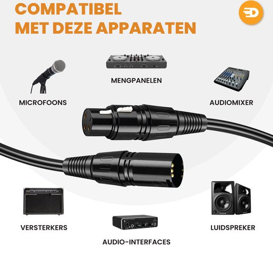 Drivv. Premium XLR Kabel - Microfoon kabel - Mannelijk naar Vrouwelijk 3 pin - 3 Meter