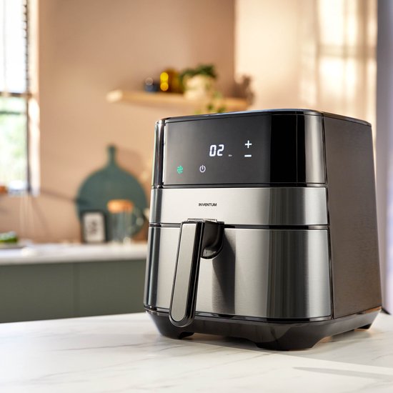 Inventum GF500HLD Airfryer XL - 5L - 8 programma's - 80-200 °C - Tot 5 personen - Zilver/Zwart