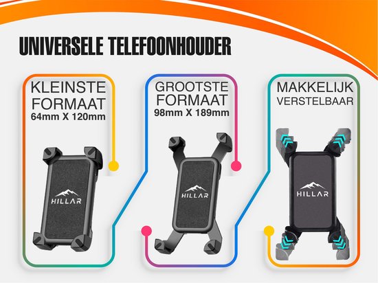Hillar Universele Telefoonhouder - Verstelbaar - Anti slip -  Krasbestendig - Schokdempend - Zwart