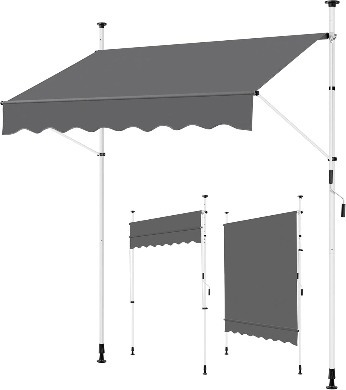 Yaheetech Klemzonnescherm met handslinger - Zonder boren - 150 x 180 cm - Donkergrijs