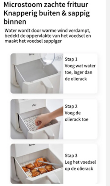 Bear QZG-K12T1 Compacte Airfryer 3L - Wit - 20,5 x 26,5 x 28,5 cm