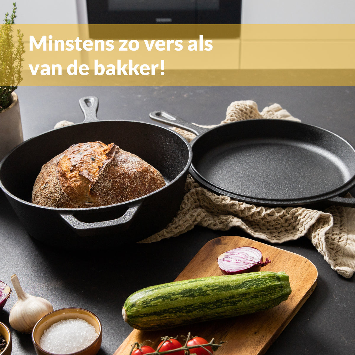 Chefarone Gietijzeren Pan – 2-in-1 Braadpan – Inclusief Deksel – Geschikt Voor Alle Warmtebronnen