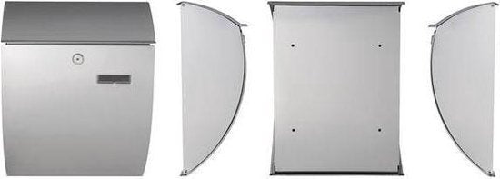 Perel Brievenbus Nice, wandmontage, gebogen front, met naamplaatje, incl. 2 sleutels, afmetingen (H x B x D) 40 x 31 x 16 cm, zilverkleurig