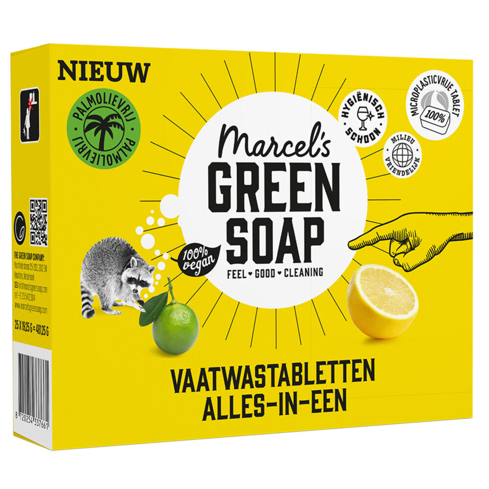 Marcel's Green Soap Vaatwastabletten All-in-One – 25 Stuks – Oplosbare Ecologische Folie – Frisse Geur
