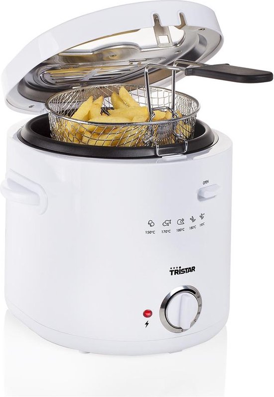 Tristar Frituurpan 1.5 liter - FR-6941 - Friteuse 1000W - Anti-aanbaklaag - Wit